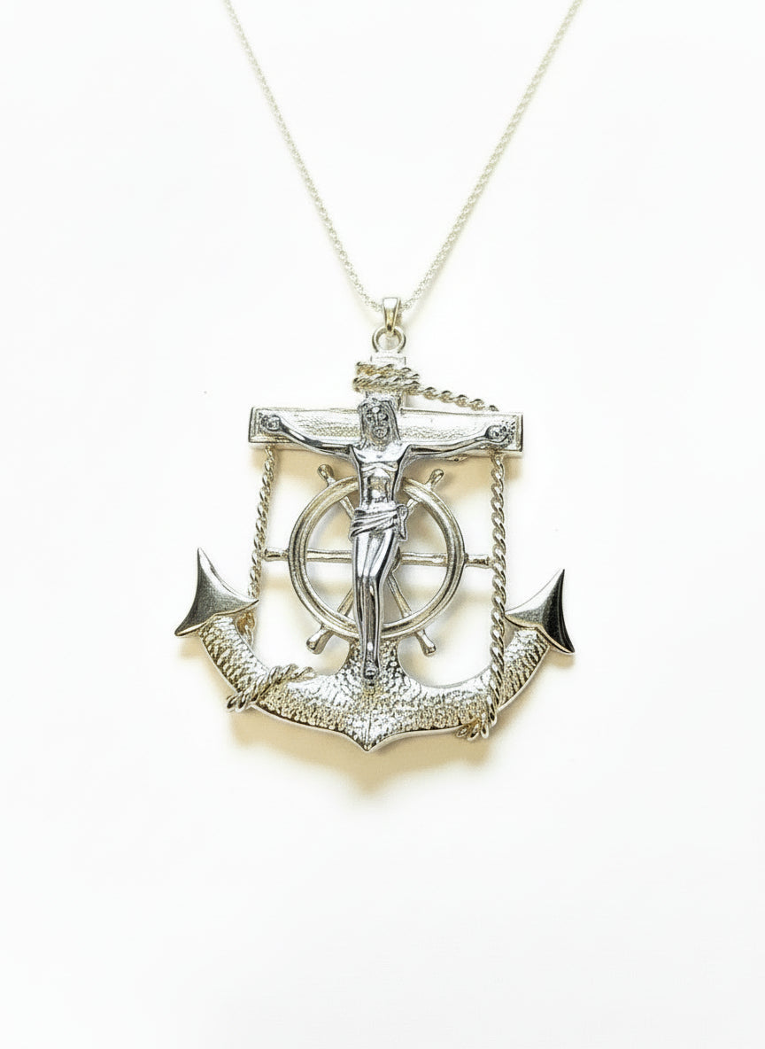 Sterling Silver Cross with Silver 18 inches cable chain