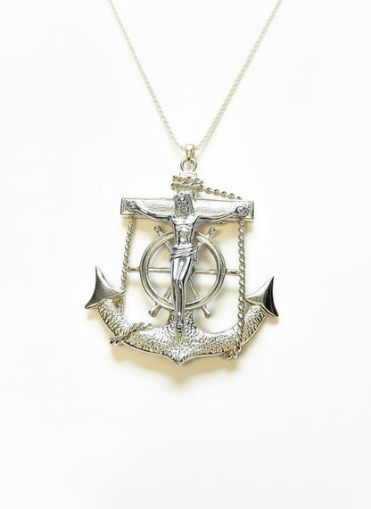 Sterling Silver Cross with Silver 18 inches cable chain