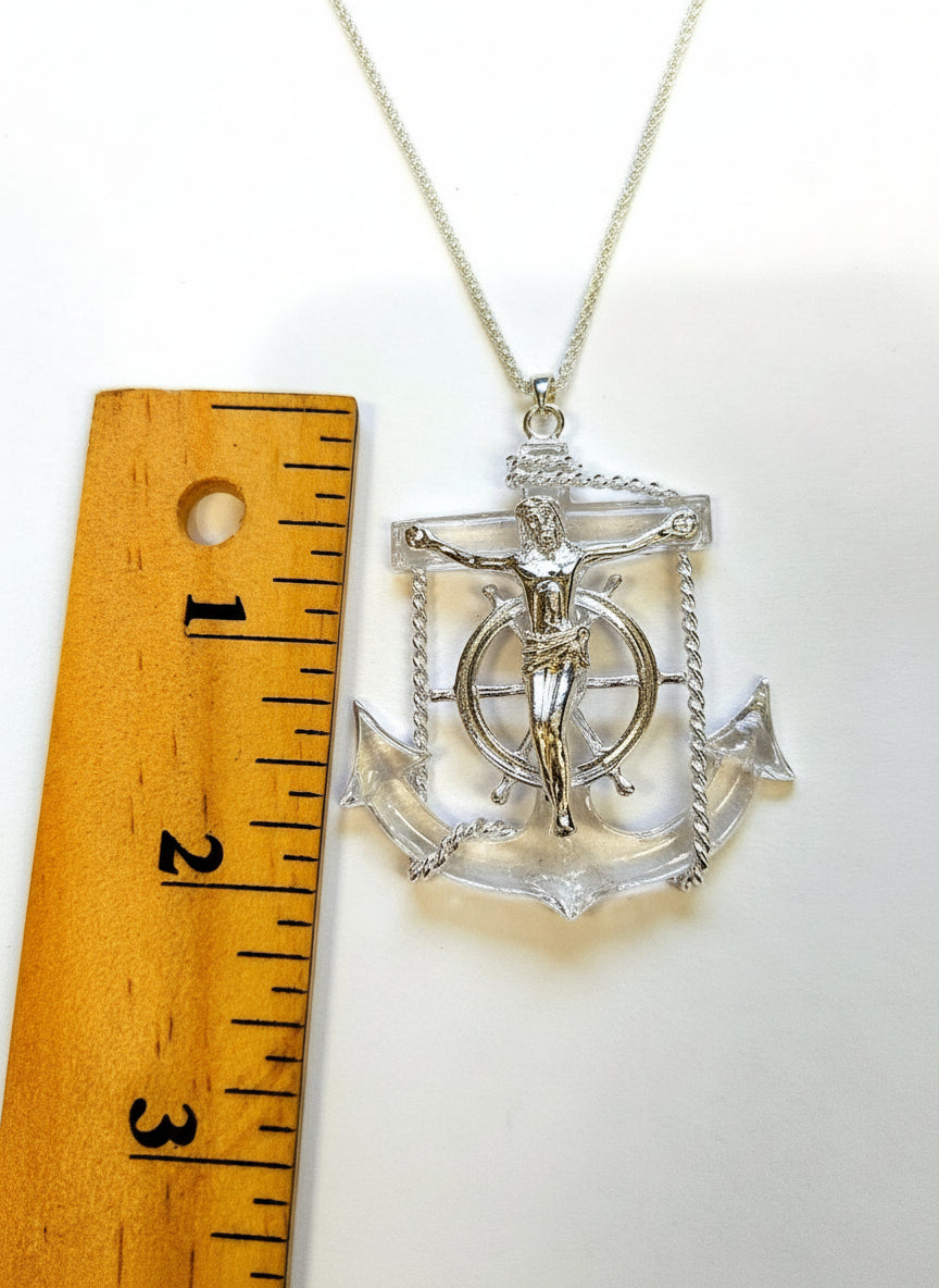 Sterling Silver Cross with Silver 18 inches cable chain