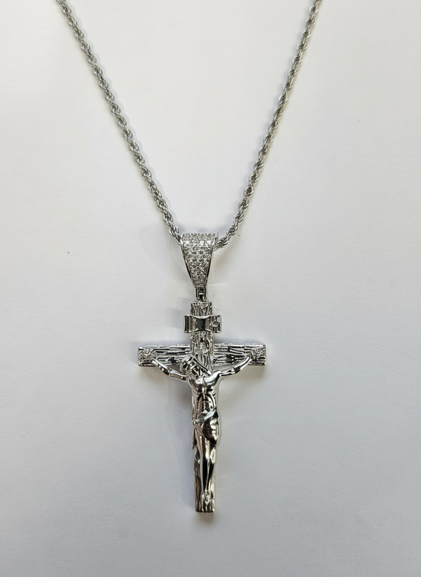 Sterling Silver Crucifix with 24 inches rope chain