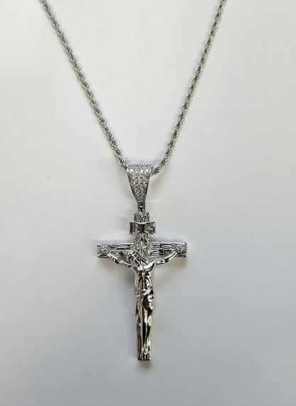 Sterling Silver Crucifix with 24 inches rope chain