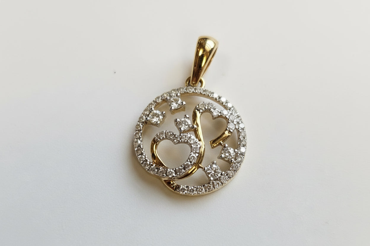 14K YELLOW GOLD DIAMOND .32CTW  PENDANT 0.7 DWT