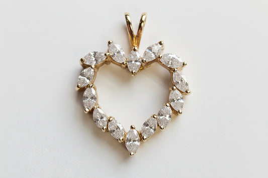 14K YELLOW GOLD DIAMOND MARQUISE HEART APX .0.50CT PEND 1.4 DWT