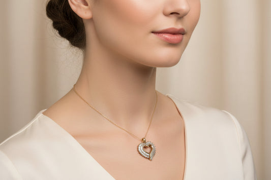 10K YELLOW GOLD DIAMOND HEART PENDANT .86 CTW 2.0 DWT