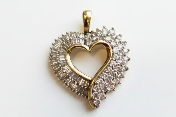 10K YELLOW GOLD DIAMOND HEART PENDANT .86 CTW 2.0 DWT
