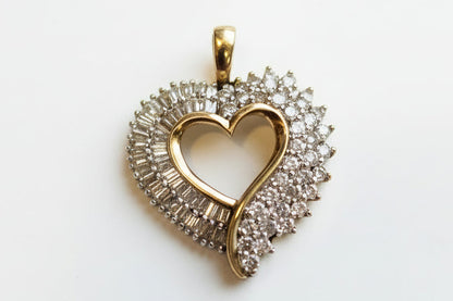 10K YELLOW GOLD DIAMOND HEART PENDANT .86 CTW 2.0 DWT
