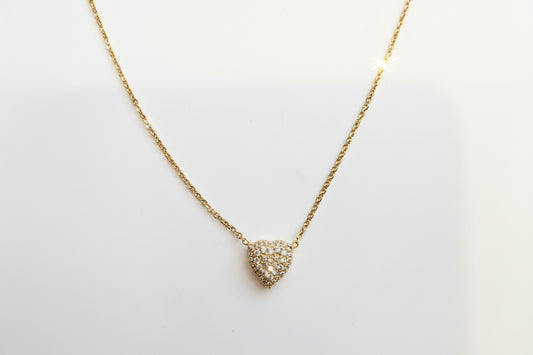 14K YELLOW GOLD DIAMOND HEART NECKLACE APX 0.50 CTW  2.9 DWT