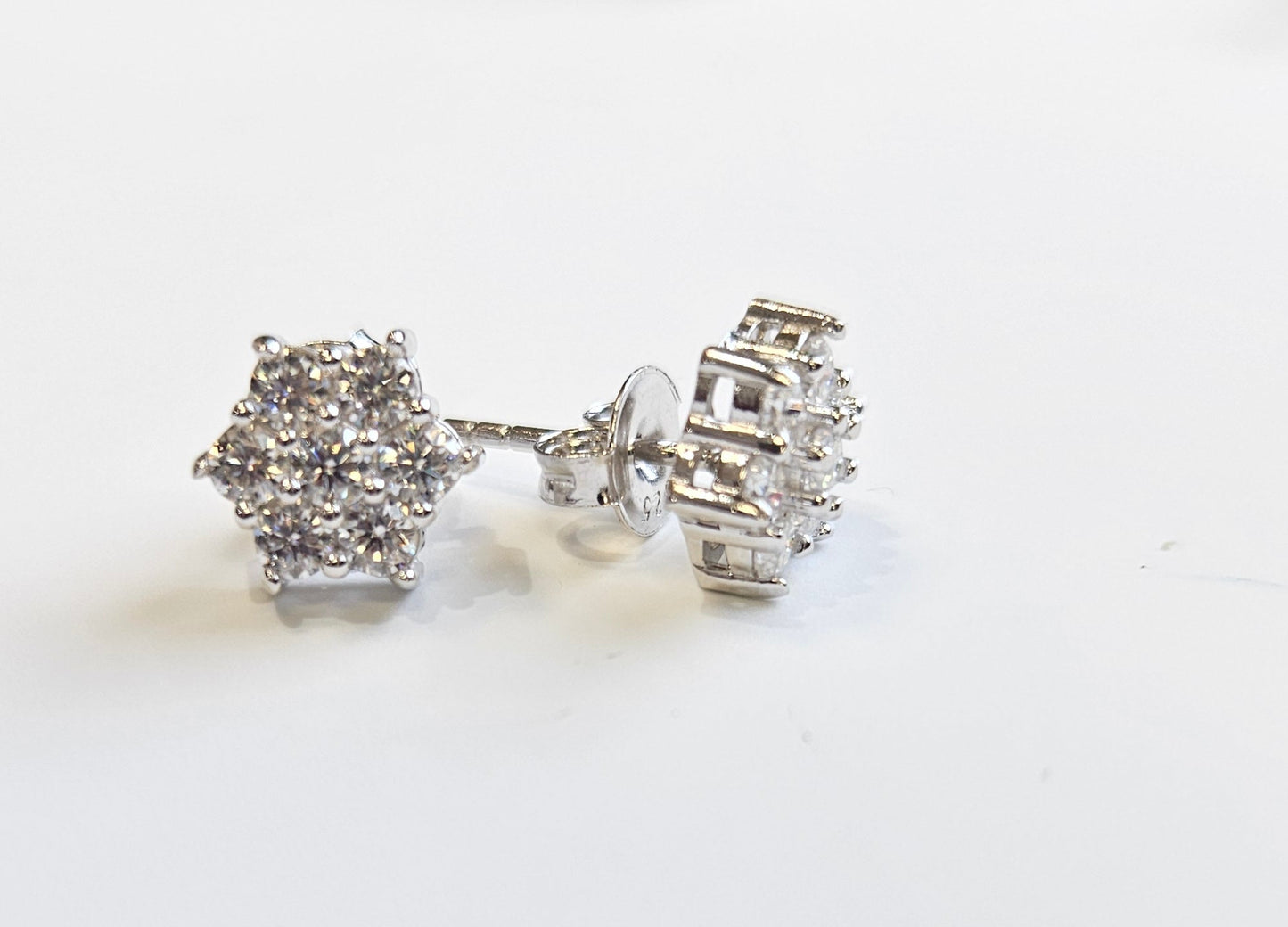 STERLING SILVER MOISSANITE 1.40 CTW VVSD FLOWER EARRING