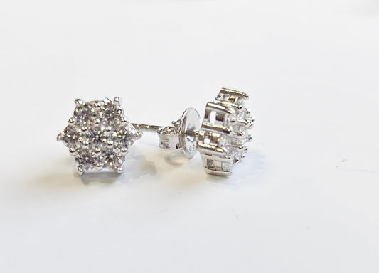 STERLING SILVER MOISSANITE 1.40 CTW VVSD FLOWER EARRING