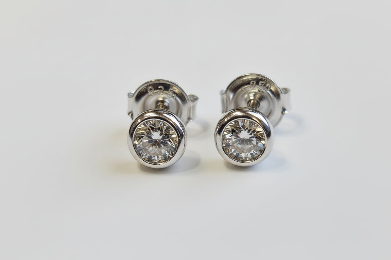 STERLING SILVER MOISSANITE 0.84 CTW VVS D  STUD EARRINGS