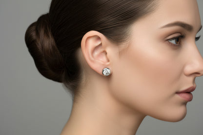 STERLING SILVER MOISSANITE 0.84 CTW VVS D  STUD EARRINGS