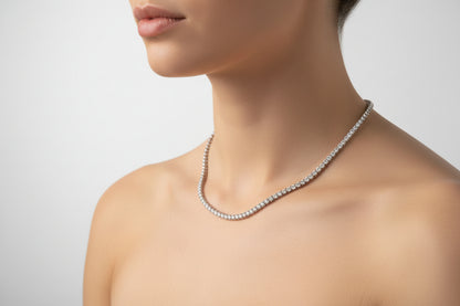 STERLING SILVER 925 MOISSANITE 10.81 CTW TENNIS NECKLACE 18"