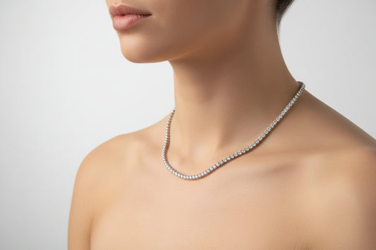 STERLING SILVER 925 MOISSANITE 10.81 CTW TENNIS NECKLACE 18"