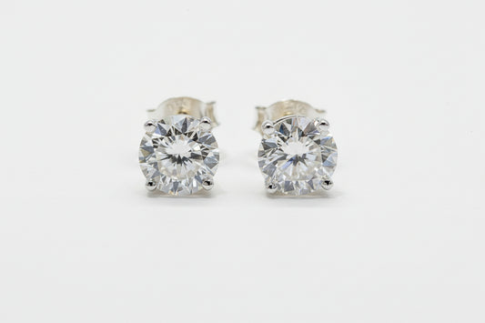 STERLING SILVER MOISSANITE STUD EARRINGS 9MM
