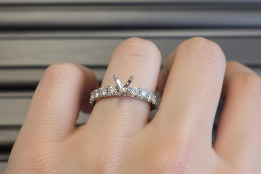 14K WHITE GOLD DIAMOND ENGAGEMENT RING SETTING  0.95CT G VS2