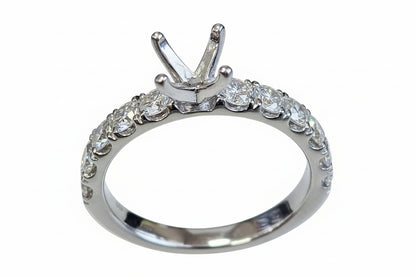 14K WHITE GOLD DIAMOND ENGAGEMENT RING SETTING  0.95CT G VS2