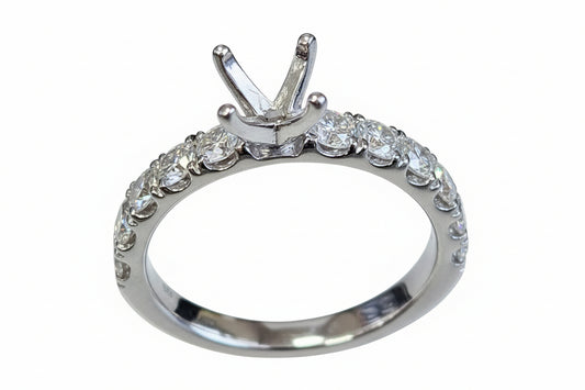 14K WHITE GOLD DIAMOND ENGAGEMENT RING SETTING  0.95CT G VS2