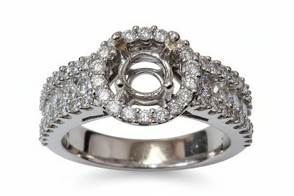 14K WHITE GOLD ENGAGEMENT RING  SETTING .0.85 CTW 3.9DWT