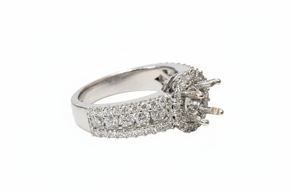 14K WHITE GOLD ENGAGEMENT RING  SETTING .0.85 CTW 3.9DWT