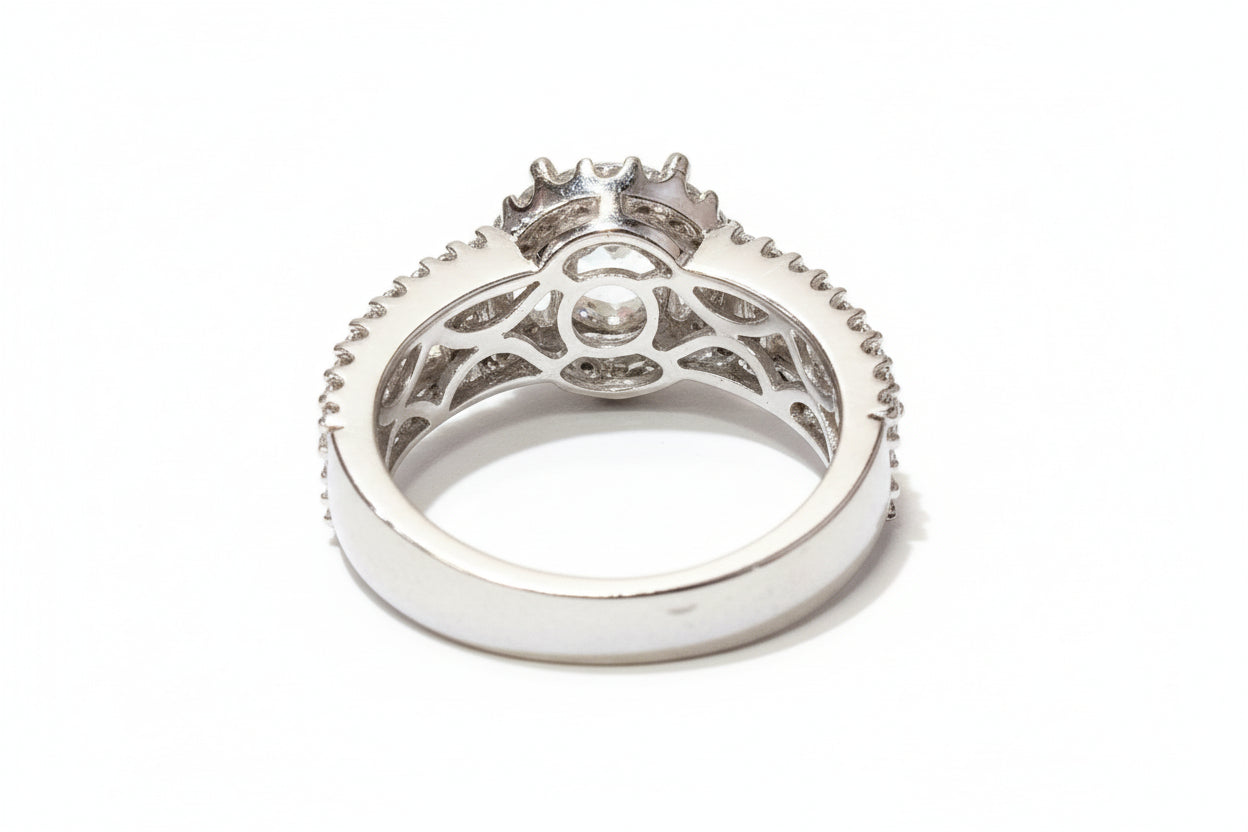 14K WHITE GOLD ENGAGEMENT RING  SETTING .0.85 CTW 3.9DWT