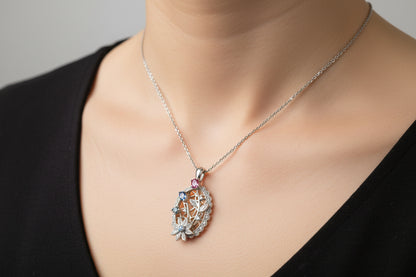 14k White Gold Pendant 5.0 grms 0.75 ctw 0.15 ctw  colored Gems