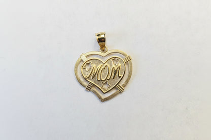 14k Yellow Gold Heart Shaped Mom Pendant / charm 1.8 dwt