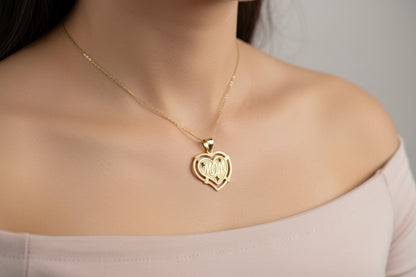 14k Yellow Gold Heart Shaped Mom Pendant / charm 1.8 dwt