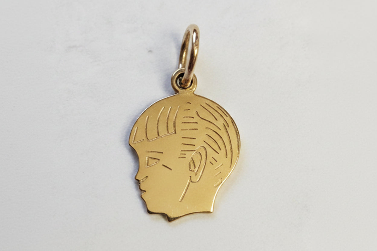 14k Yellow Gold Boy Head Pendant