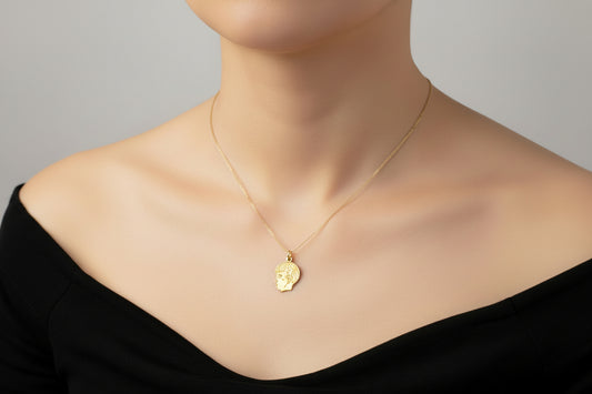 14k Yellow Gold Boy Head Pendant