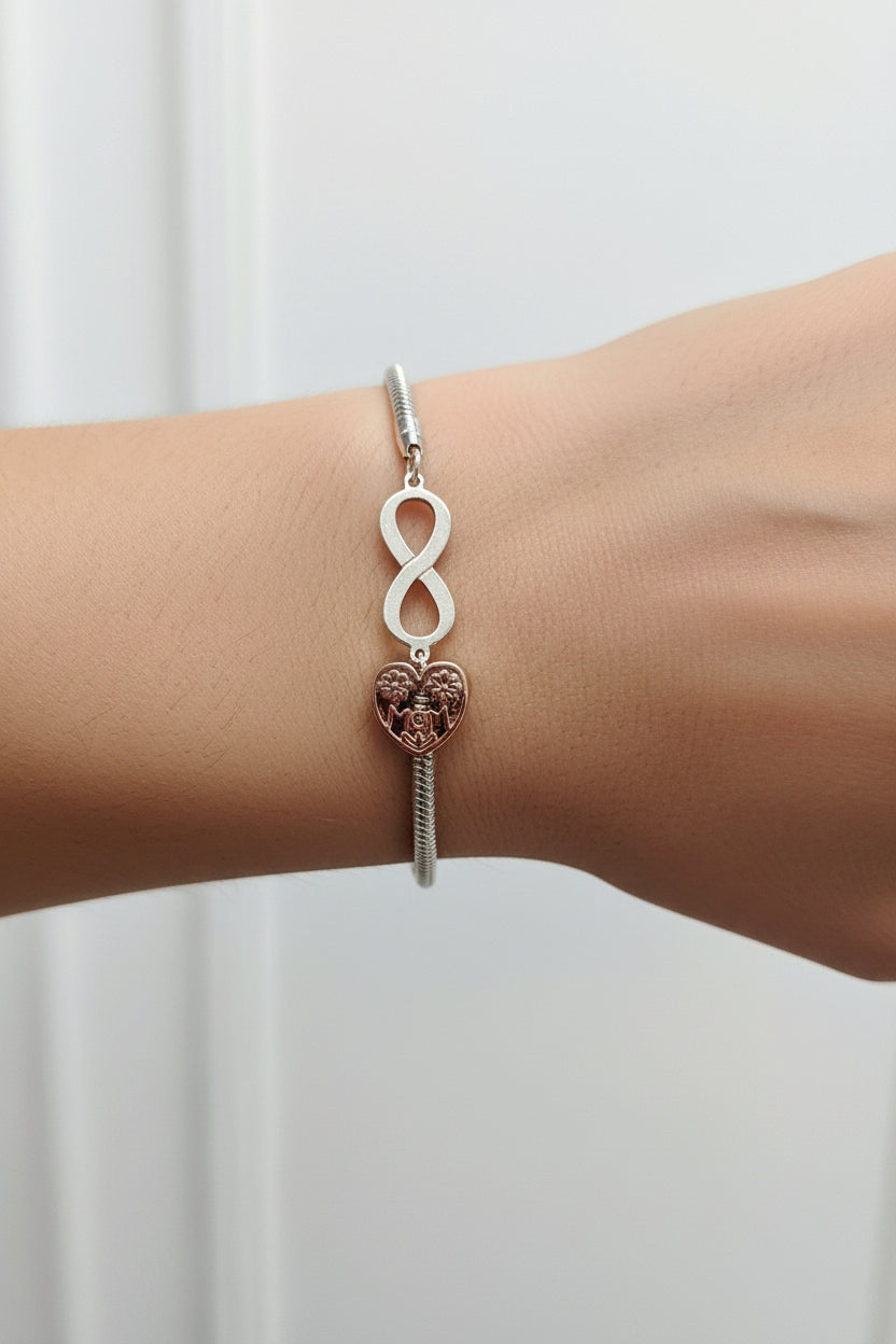 Sterling Silver Reflections Mother's charm Bracelet Rose Gold Plate Heart Charm