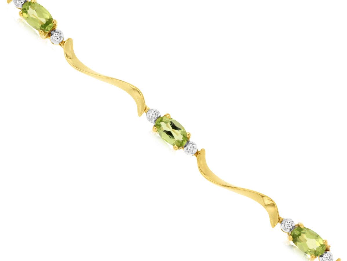 14kt Yellow Gold Peridot and Diamond Bracelet