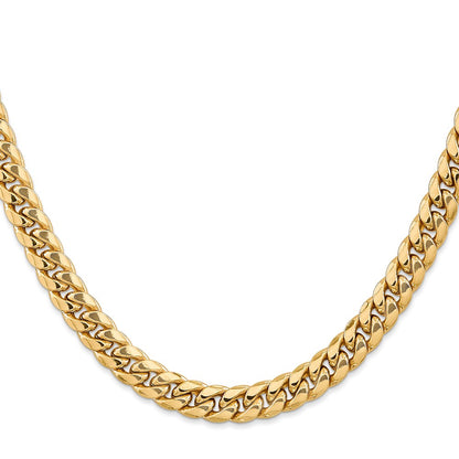 14K 30 inch 7.3mm Semi-Solid Miami Cuban with Lobster Clasp Chain