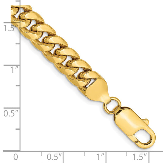 14K 8 inch 7.3mm Semi-Solid Miami Cuban with Lobster Clasp Bracelet