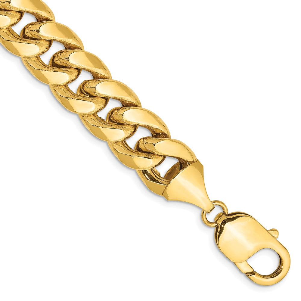14K 9 inch 11mm Semi-Solid Miami Cuban with Lobster Clasp Bracelet
