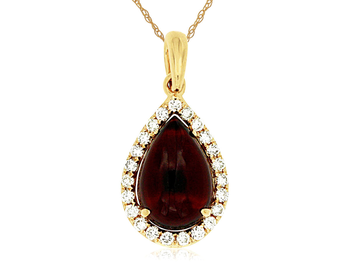 14k Yellow Gold Garnet and Diamond Pendant