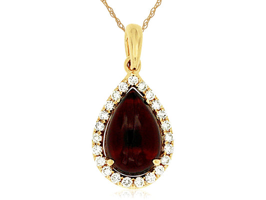 14k Yellow Gold Garnet and Diamond Pendant