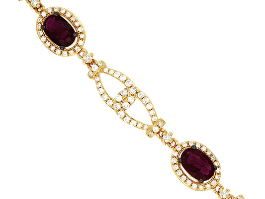 14kt Yelow Gold Ruby (3.25ct) and Diamond Bracelet (1.44ct)