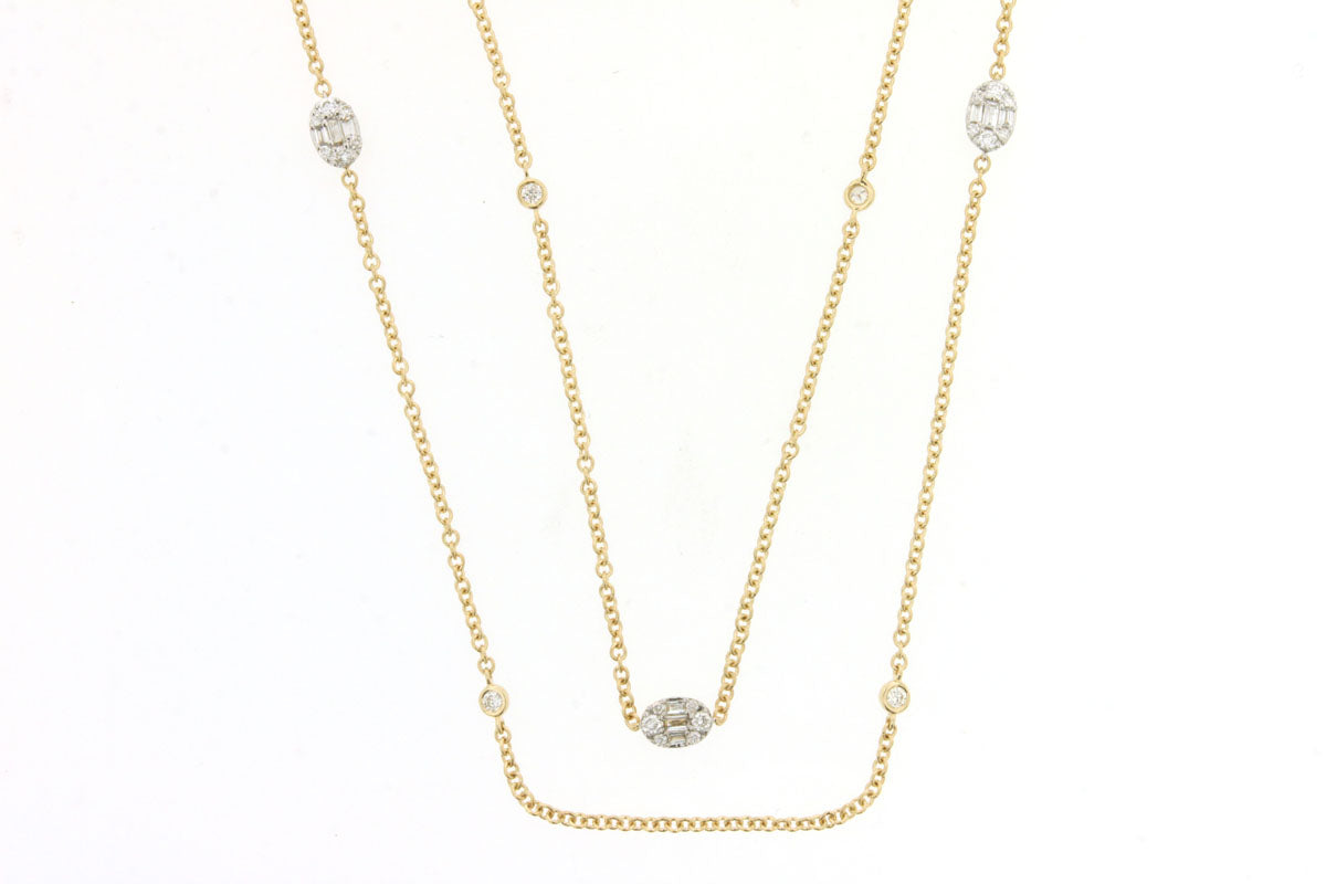 14k YG Diamond Necklace 23 Station 54" 0.96CT