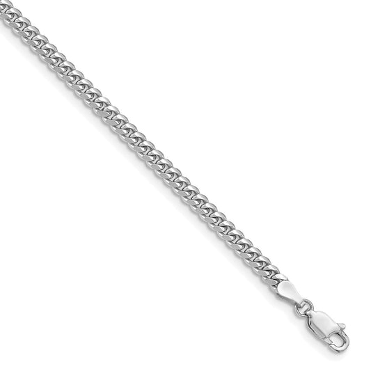 14k White Gold 3.5mm Solid Miami Cuban Bracelet
