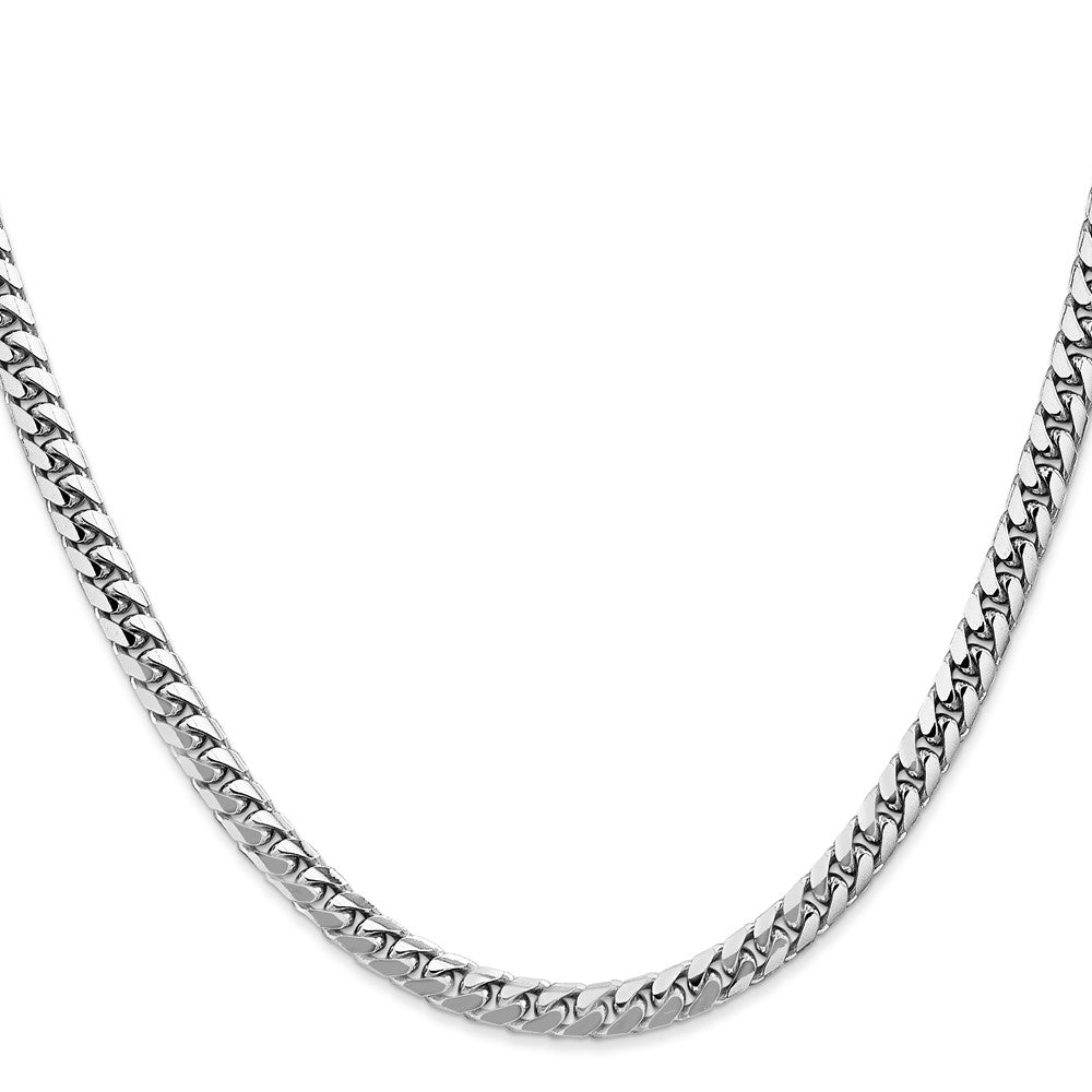 14K White Gold 18 inch 4.3mm Solid Miami Cuban Link with Lobster Clasp Chain