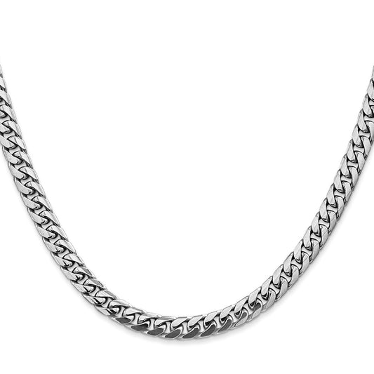 14K White Gold 22 inch 5mm Solid Miami Cuban Link with Lobster Clasp Chain