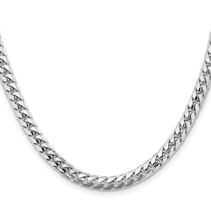 14K White Gold 18 inch 5.5mm Solid Miami Cuban Link with Lobster Clasp Chain