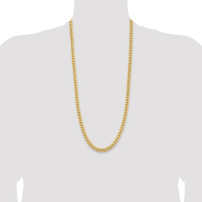 14K 6.75mm Solid Miami Cuban Link with Lobster Clasp Chain