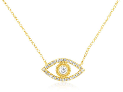 14kt Gold Diamond Eye Necklace .24ct