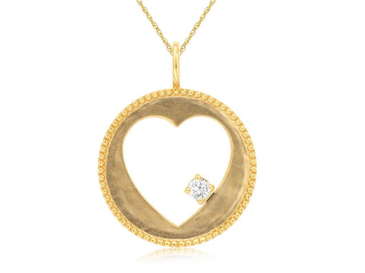 14k Yellow Gold Diamond Heart Pendant .05ct