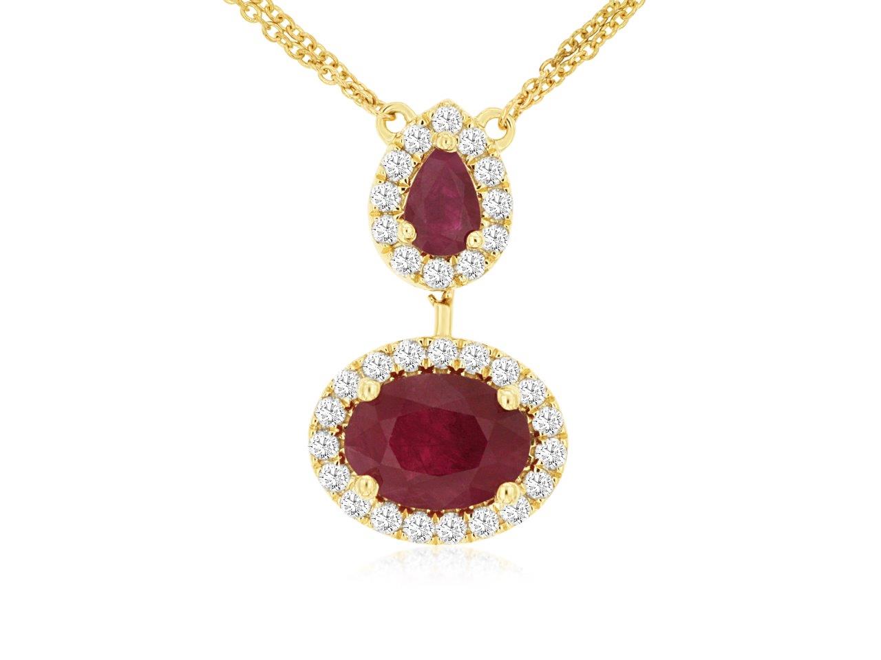 14kt Yellow Gold Ruby and Diamond Necklace