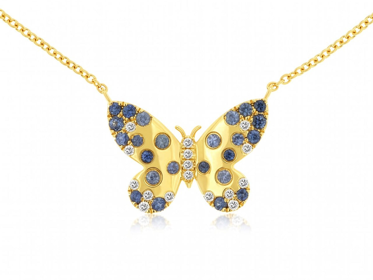 14K/Y GOLD DIA0.10 SP 0.50CT BUTTERFLY NECKLACE
