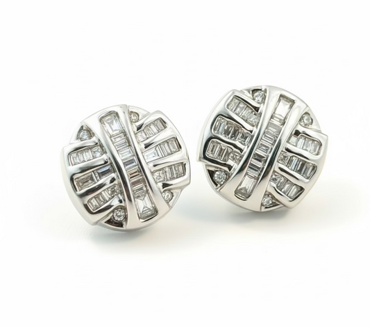 14k White Gold Diamond Baguette Earrings .57 ct