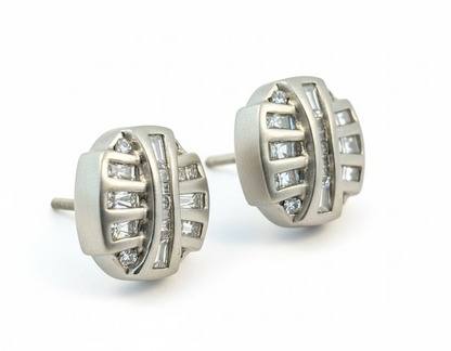 14k White Gold Diamond Baguette Earrings .57 ct