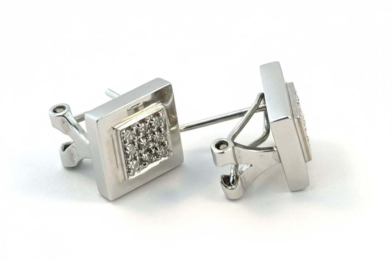 14k white gold earrings with .25 ct cluster diamonds